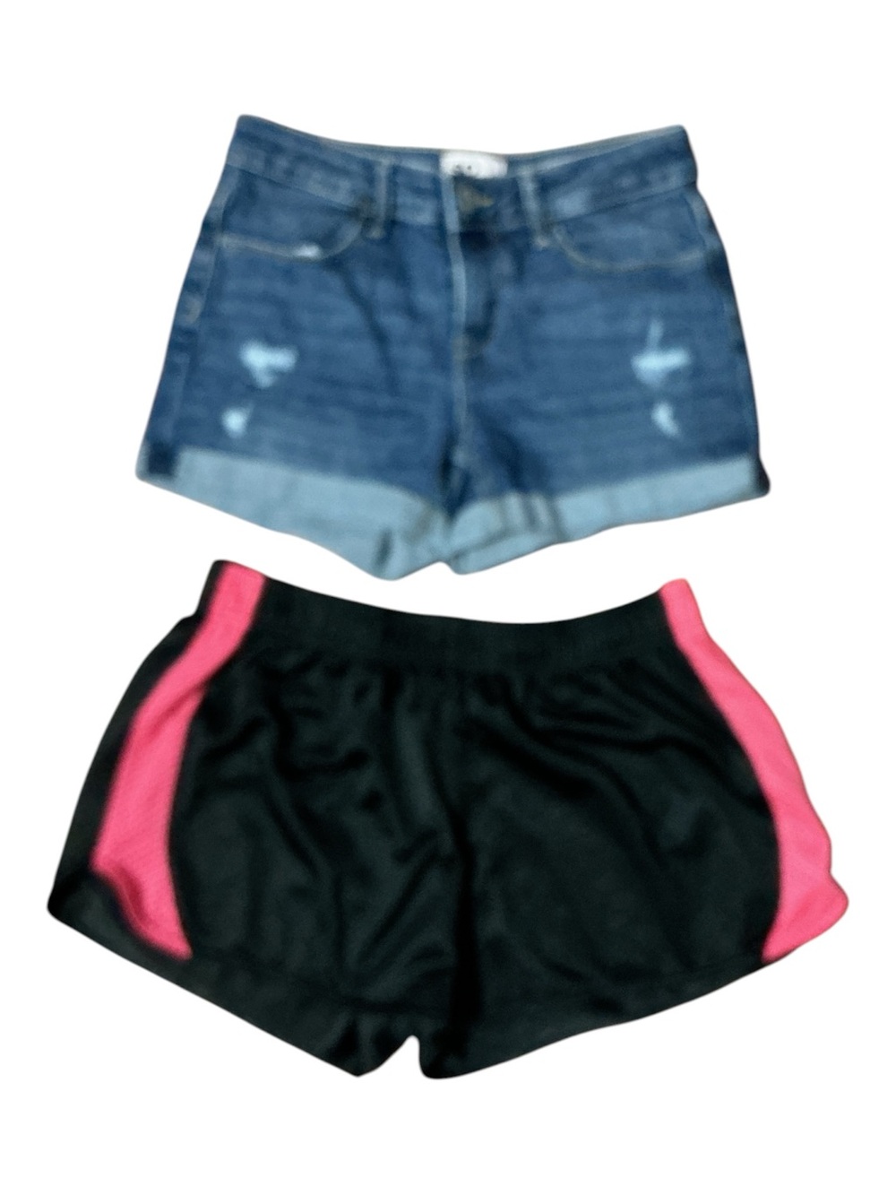 SO Black Athletic Shorts with Pink Side Panels
